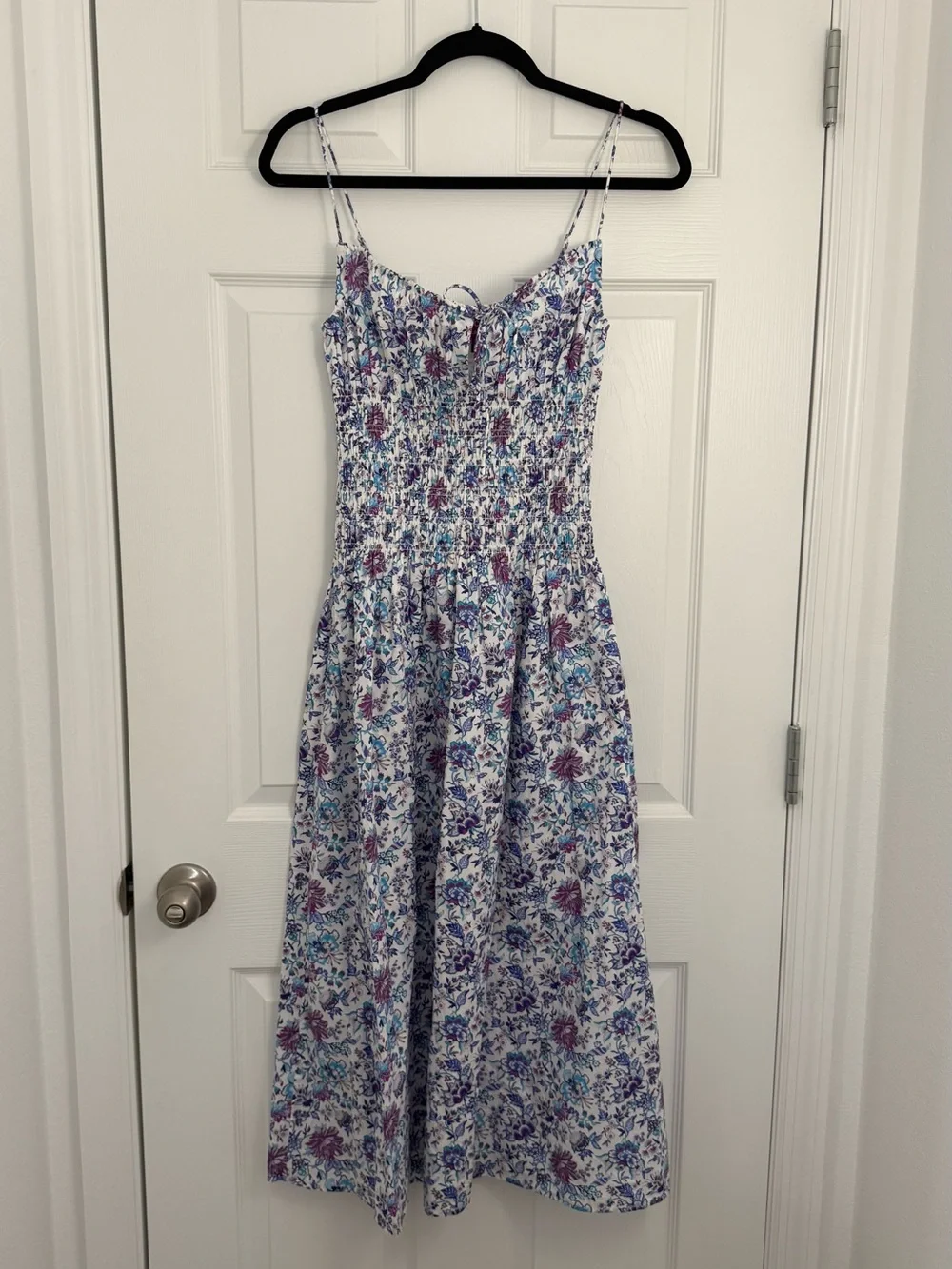 J.CREW Smocked Sundress in Liberty Christelle White Fabric XXS Organic Cotton